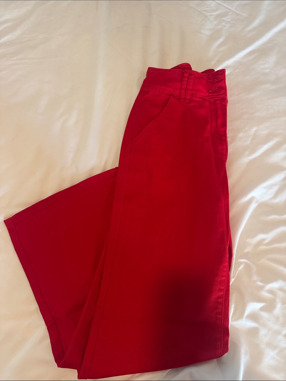 Flamingo High-Rise Red Wide-Leg Jeans for Women